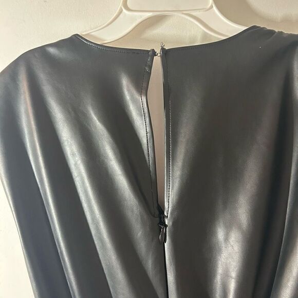 Women’s Black Faux Leather Sleeveless Jumper - Picture 5 of 5
